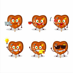 Orange lolipop love cartoon character with various types of business emoticons