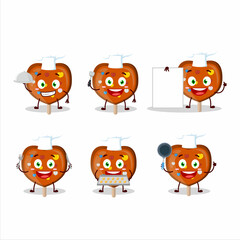 Cartoon character of orange lolipop love with various chef emoticons