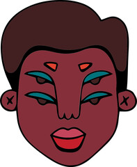 Face portrait of queer person with afro hair