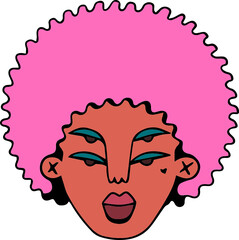 Face portrait of queer person with afro hair
