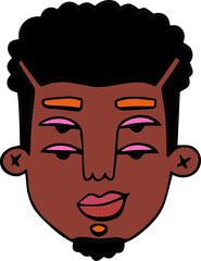 Face portrait of queer person with beard