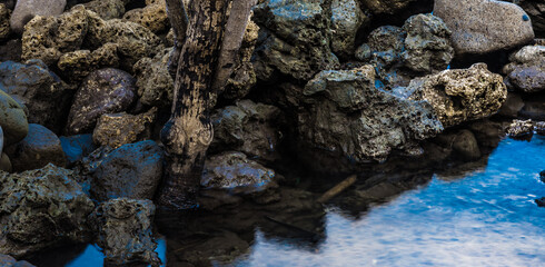 Rocks on a serene blue sea
