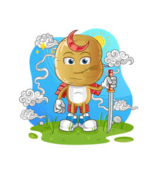 Obraz na płótnie Canvas potato head cartoon samurai. cartoon mascot vector