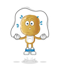 potato head cartoon jump rope exercise. character vector