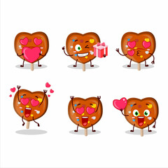 Orange lolipop love cartoon character with love cute emoticon