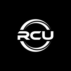 RCU letter logo design with black background in illustrator, vector logo modern alphabet font overlap style. calligraphy designs for logo, Poster, Invitation, etc.