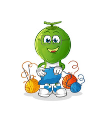 green coconut head cartoon tailor mascot. cartoon vector