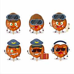 Pilot cartoon mascot orange lolipop love with glasses