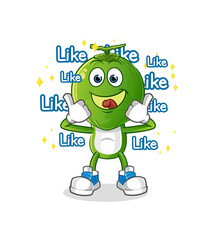 green coconut head cartoon give lots of likes. cartoon vector
