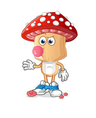 red mushroom head cartoon chewing gum vector. cartoon character