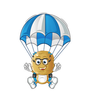 recommend clip art: potato head cartoon skydiving character. cartoon mascot vector