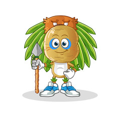Obraz na płótnie Canvas potato head cartoon tribal man mascot. cartoon vector