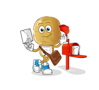 Potato Head Cartoon Postman Vector. Cartoon Character