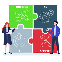 FAAS - Function As A Service acronym. business concept background. vector illustration concept with keywords and icons. lettering illustration with icons for web banner, flyer, landing pag