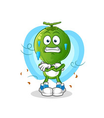 green coconut head cartoon cold illustration. character vector