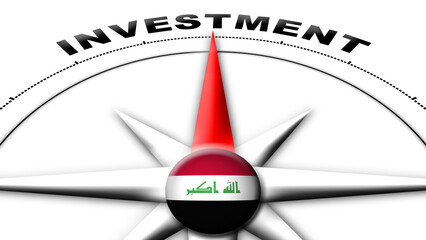Iraq Globe Sphere Flag and Compass Concept Investment Titles – 3D Illustration