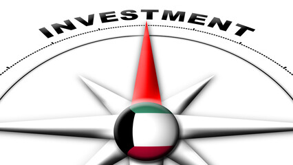 Kuwait Globe Sphere Flag and Compass Concept Investment Titles – 3D Illustration