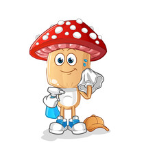 red mushroom head cartoon cleaner vector. cartoon character