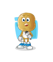 potato head cartoon tv reporter. cartoon mascot vector