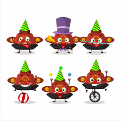Cartoon character of red chinese hat with various circus shows