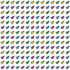 Seamless paper rocket pattern background