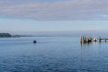 The pier and the coast at the Wittow Ferry, Mecklenburg-Western Pomerania, Germany