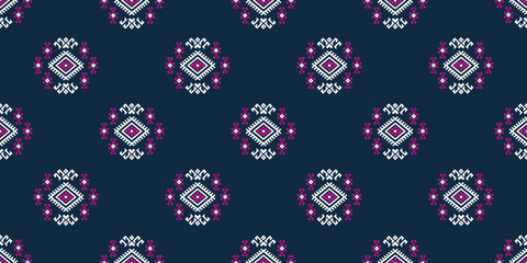 Ethnic abstract ikat art. Seamless chevron pattern in tribal, folk embroidery, and Mexican style. Rhombus geometric art ornament print. Design for carpet, wallpaper, clothing, wrapping, fabric, cover.
