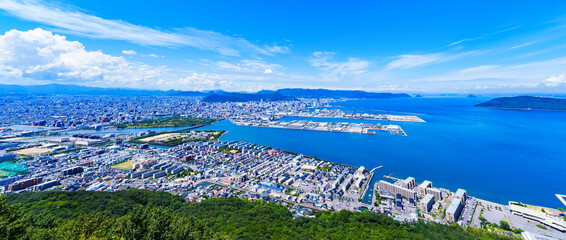 高松市　地方都市　四国　香川県　ハイアングル　【 屋島 からの...