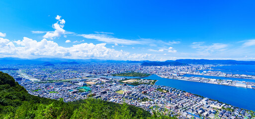 高松市　地方都市　四国　香川県　ハイアングル　【 屋島 からの...