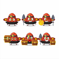 miners red chinese hat cute mascot character wearing helmet