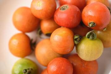 Fresh tomato on white background. Organic vegetable from Thai farmer in local market