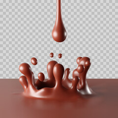 Chocolate splashing liquid with drops
