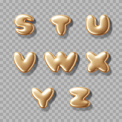 Gold metallic three dimensional alphabet isolated on transparent background