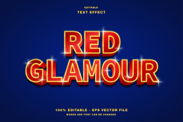 Red Glamour Gold 3D Editable Text Effect