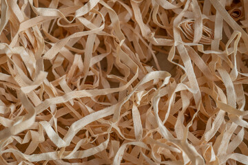 Close-Up of a Pile of Wood Shavings with Selective Focus