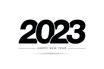 Happy New Year 2023 text design. for Brochure design template, card, banner. Vector illustration. Isolated on white background.