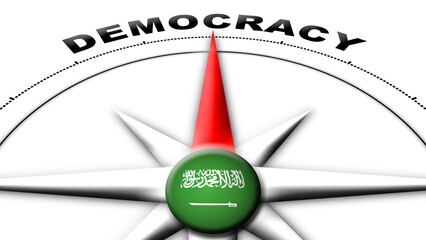 Saudi Arabia Globe Sphere Flag and Compass Concept Democracy Titles – 3D Illustration