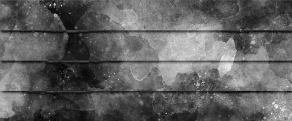 grunge black and white paint splatter wood fence background, Dark old wooden background, Distress Overlay Texture, Grunge grainy dirty background.