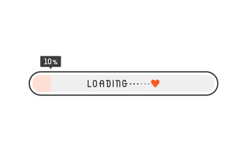 10%・loadingの文字とハートのマーク入りプログレスバー - 進捗・恋愛のイメージ素材