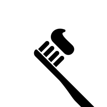 Cute toothbrush icon. Monochrome solid style.