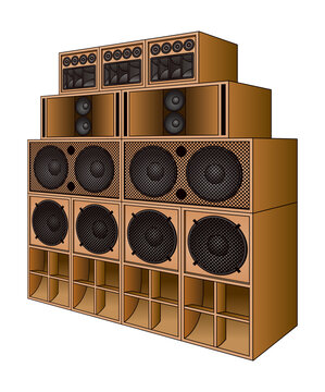 スピーカーが並んだレゲエサウンドシステム Stock Vector | Adobe Stock