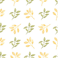 Watercolor leaf seamless pattern