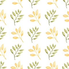 Watercolor leaf seamless pattern