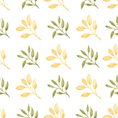 Watercolor leaf seamless pattern