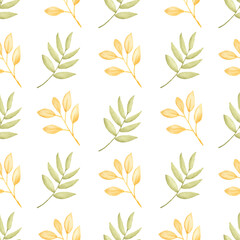 Watercolor leaf seamless pattern