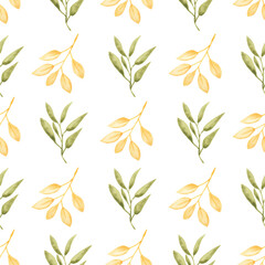 Watercolor leaf seamless pattern