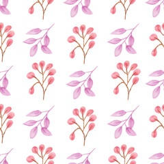 Watercolor leaf seamless pattern