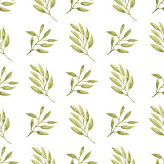 Watercolor leaf seamless pattern