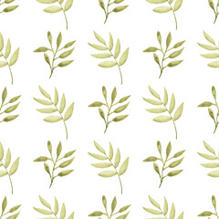 Watercolor leaf seamless pattern