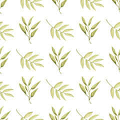 Watercolor leaf seamless pattern